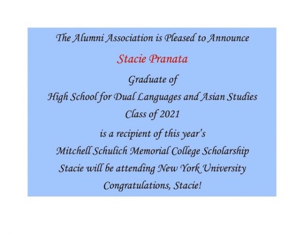Stacie Pranata - 2021 Scholarship Recipient