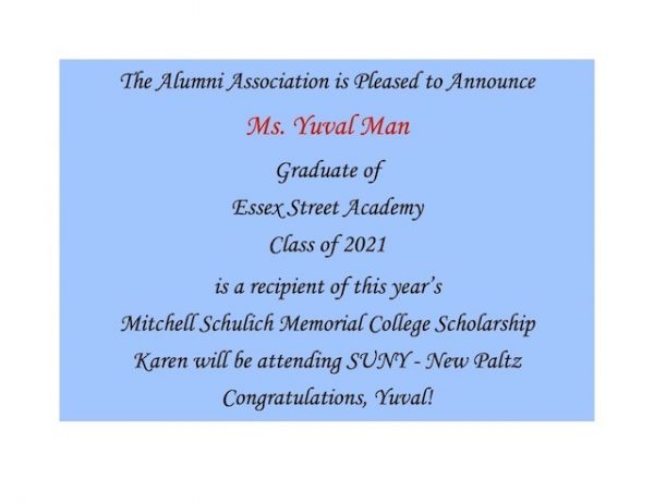 Ms. Yuval Man - 2021 Scholarship Recipient